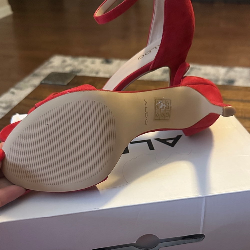 Aldo Vibrant Red Heeled Sandals - Picture 4 of 4